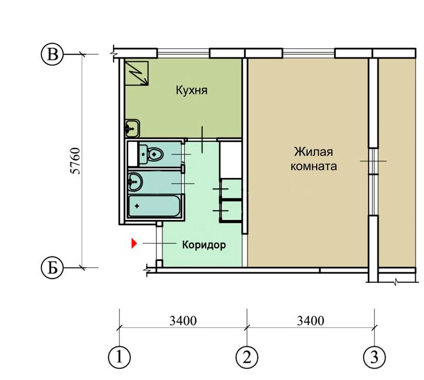 Типовой расчет стоимости натяжного потолка для однокомнатной квартиры проекта 1605-am/12
